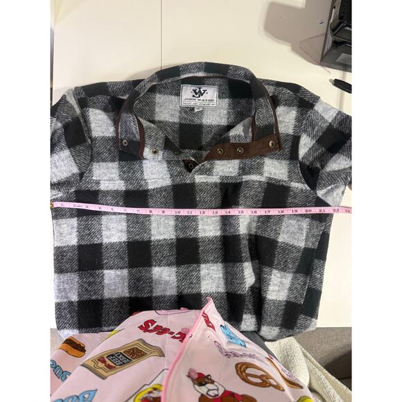 John Wayne Buffalo Plaid Medium Classic Cowboy Country Cozy Pullover Button Up - Picture 10 of 11